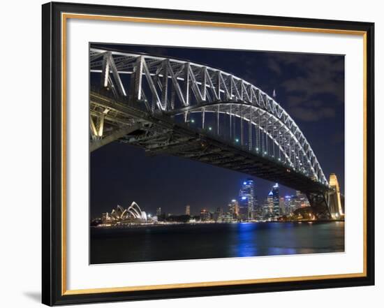 Opera House and Harbour Bridge at Night, Sydney, New South Wales, Australia, Pacific-Sergio Pitamitz-Framed Photographic Print