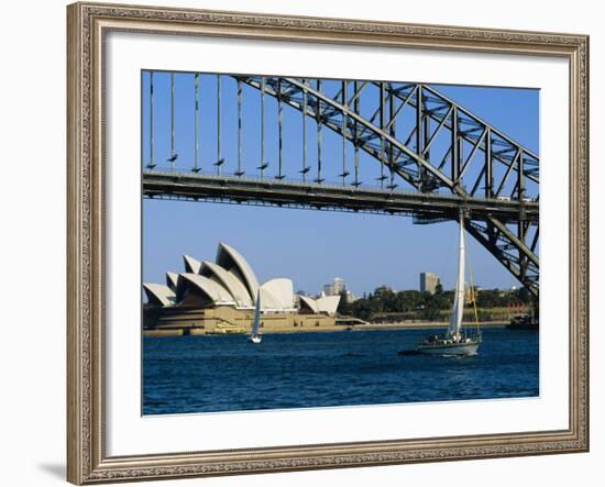 Opera House and Harbour Bridge, Sydney, Australia-Fraser Hall-Framed Photographic Print