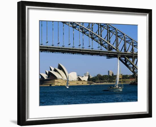 Opera House and Harbour Bridge, Sydney, Australia-Fraser Hall-Framed Photographic Print