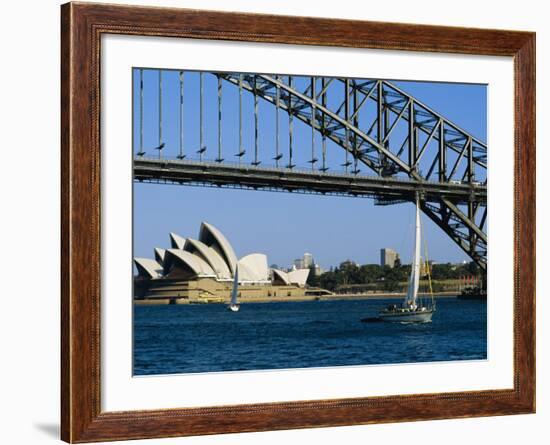 Opera House and Harbour Bridge, Sydney, Australia-Fraser Hall-Framed Photographic Print