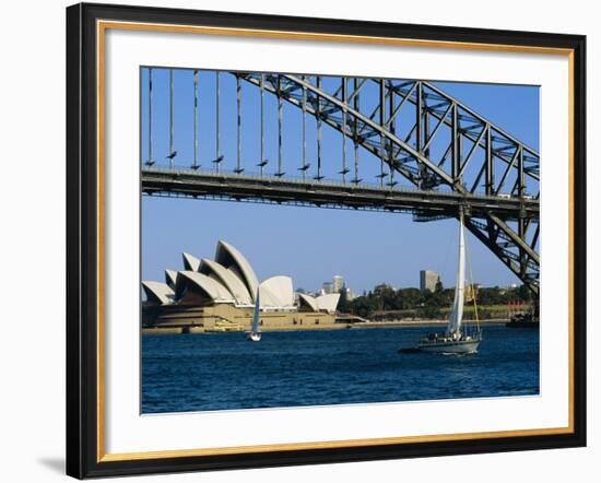 Opera House and Harbour Bridge, Sydney, Australia-Fraser Hall-Framed Photographic Print
