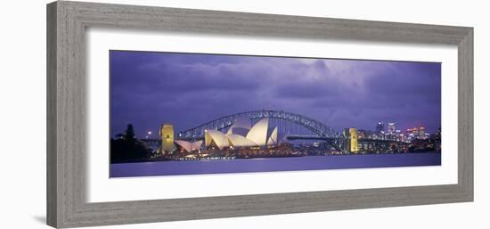 Opera House and Harbour Bridge, Sydney, New South Wales, Australia-Peter Adams-Framed Photographic Print