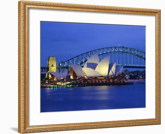 Opera House and Sydney Harbour Bridge, Sydney, New South Wales, Australia-Gavin Hellier-Framed Photographic Print