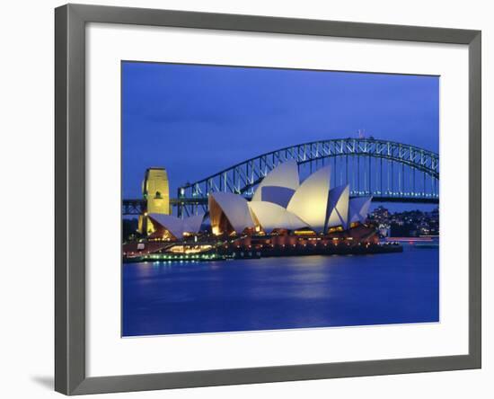 Opera House and Sydney Harbour Bridge, Sydney, New South Wales, Australia-Gavin Hellier-Framed Photographic Print