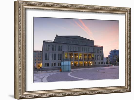 Opera House in Augustusplatz at dawn, Leipzig, Saxony, Germany, Europe-Ian Trower-Framed Photographic Print