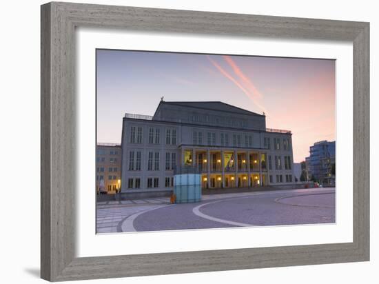 Opera House in Augustusplatz at dawn, Leipzig, Saxony, Germany, Europe-Ian Trower-Framed Photographic Print