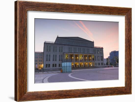 Opera House in Augustusplatz at dawn, Leipzig, Saxony, Germany, Europe-Ian Trower-Framed Photographic Print