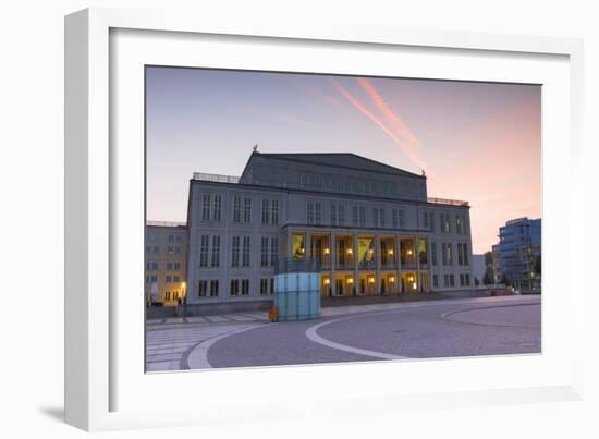 Opera House in Augustusplatz at dawn, Leipzig, Saxony, Germany, Europe-Ian Trower-Framed Photographic Print