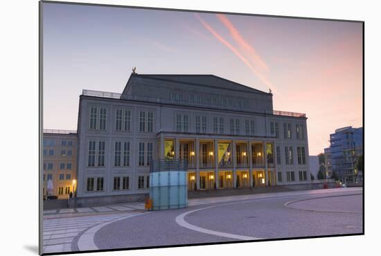 Opera House in Augustusplatz at dawn, Leipzig, Saxony, Germany, Europe-Ian Trower-Mounted Photographic Print