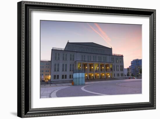 Opera House in Augustusplatz at dawn, Leipzig, Saxony, Germany, Europe-Ian Trower-Framed Photographic Print