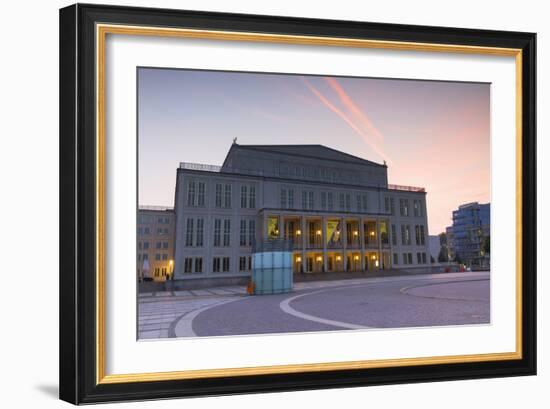 Opera House in Augustusplatz at dawn, Leipzig, Saxony, Germany, Europe-Ian Trower-Framed Photographic Print