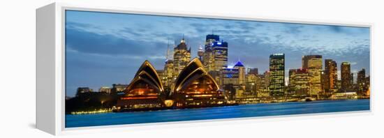 Opera House Lit Up at Dusk, Sydney Opera House, Sydney Harbor, New South Wales, Australia-null-Framed Premier Image Canvas