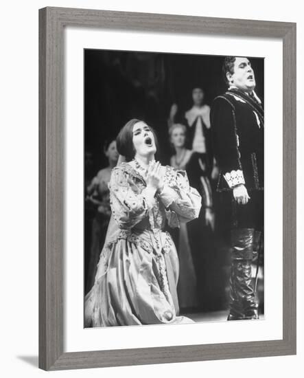 Opera Singers Joan Sutherland and Richard Tucker in "Lucia Di Lammermoor" at the Metropolitan Opera-Alfred Eisenstaedt-Framed Premium Photographic Print