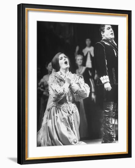 Opera Singers Joan Sutherland and Richard Tucker in "Lucia Di Lammermoor" at the Metropolitan Opera-Alfred Eisenstaedt-Framed Premium Photographic Print