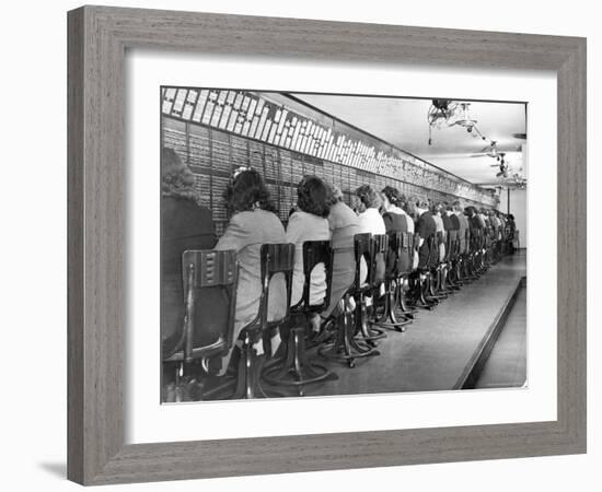 Operators Working in Telephone Room of the Waldorf Astoria Hotel-Alfred Eisenstaedt-Framed Photographic Print