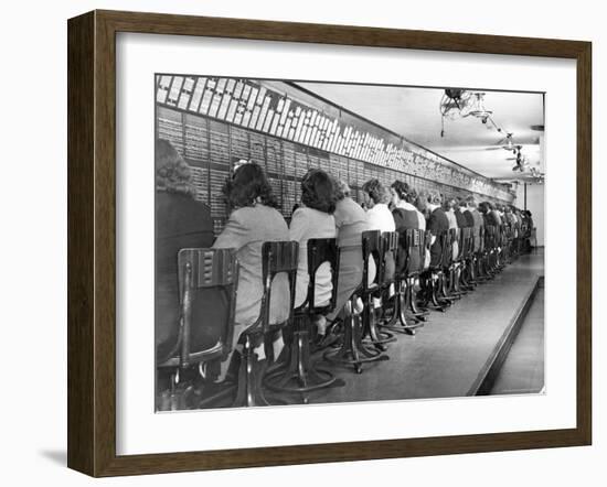 Operators Working in Telephone Room of the Waldorf Astoria Hotel-Alfred Eisenstaedt-Framed Photographic Print