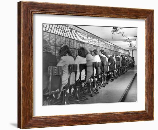 Operators Working in Telephone Room of the Waldorf Astoria Hotel-Alfred Eisenstaedt-Framed Photographic Print