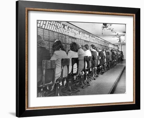 Operators Working in Telephone Room of the Waldorf Astoria Hotel-Alfred Eisenstaedt-Framed Photographic Print