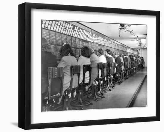 Operators Working in Telephone Room of the Waldorf Astoria Hotel-Alfred Eisenstaedt-Framed Photographic Print