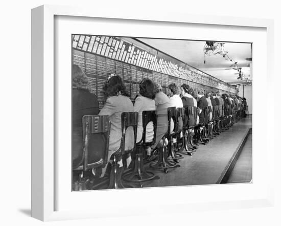 Operators Working in Telephone Room of the Waldorf Astoria Hotel-Alfred Eisenstaedt-Framed Photographic Print