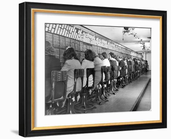 Operators Working in Telephone Room of the Waldorf Astoria Hotel-Alfred Eisenstaedt-Framed Photographic Print