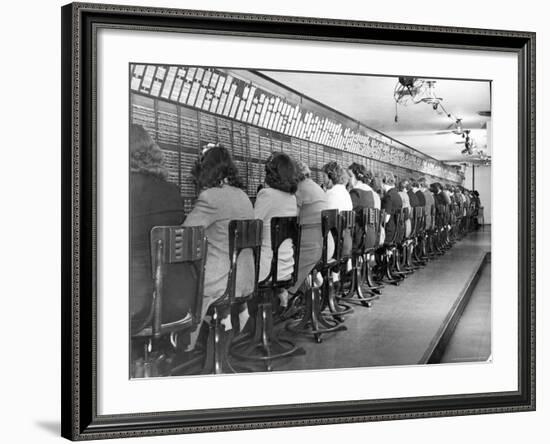 Operators Working in Telephone Room of the Waldorf Astoria Hotel-Alfred Eisenstaedt-Framed Photographic Print