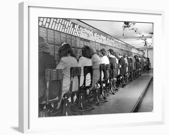 Operators Working in Telephone Room of the Waldorf Astoria Hotel-Alfred Eisenstaedt-Framed Photographic Print