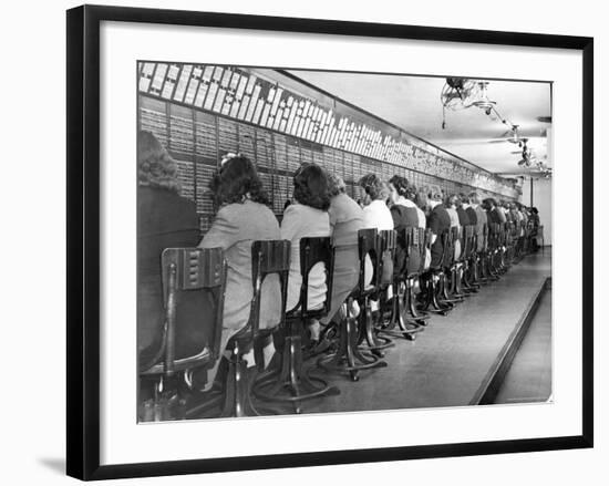 Operators Working in Telephone Room of the Waldorf Astoria Hotel-Alfred Eisenstaedt-Framed Photographic Print