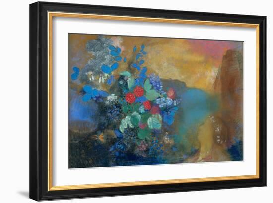 Ophelia Among the Flowers, C. 1907-Odilon Redon-Framed Giclee Print