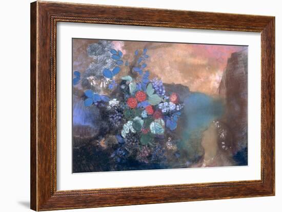 Ophelia Among the Flowers, circa 1905-8-Odilon Redon-Framed Giclee Print