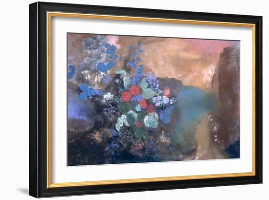 Ophelia Among the Flowers, circa 1905-8-Odilon Redon-Framed Giclee Print