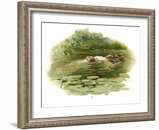 Ophelia drowning in Hamlet, Prince of Denmark-Harold Copping-Framed Giclee Print