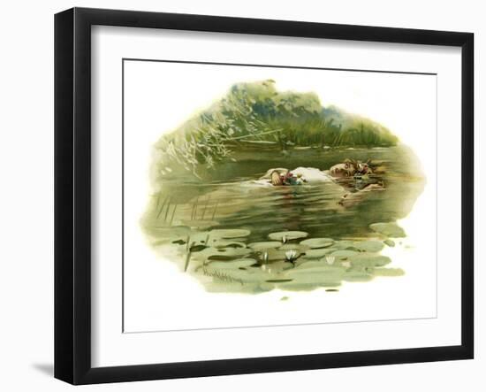 Ophelia drowning in Hamlet, Prince of Denmark-Harold Copping-Framed Giclee Print