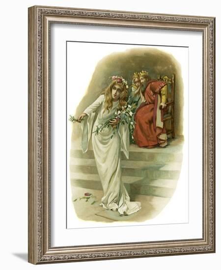 Ophelia, mad with grief, mourns Polonius' death-Harold Copping-Framed Giclee Print