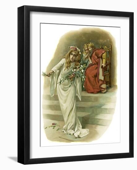 Ophelia, mad with grief, mourns Polonius' death-Harold Copping-Framed Giclee Print