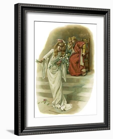 Ophelia, mad with grief, mourns Polonius' death-Harold Copping-Framed Giclee Print