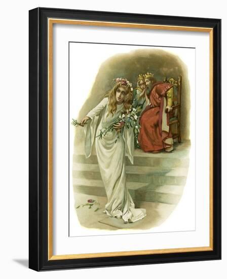 Ophelia, mad with grief, mourns Polonius' death-Harold Copping-Framed Giclee Print