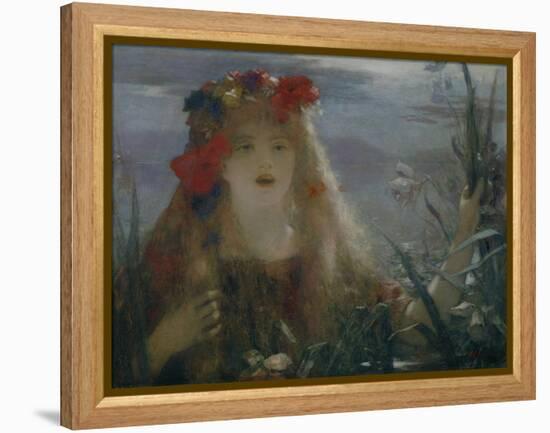 Ophelia-portrait of Nellie Melba who sang the role of Ophelia in Ambroise Thomas opera " Hamlet".-Henri Gervex-Framed Premier Image Canvas