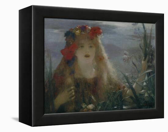 Ophelia-portrait of Nellie Melba who sang the role of Ophelia in Ambroise Thomas opera " Hamlet".-Henri Gervex-Framed Premier Image Canvas