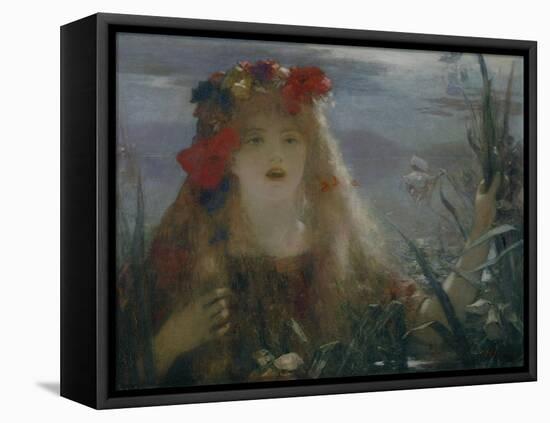 Ophelia-portrait of Nellie Melba who sang the role of Ophelia in Ambroise Thomas opera " Hamlet".-Henri Gervex-Framed Premier Image Canvas