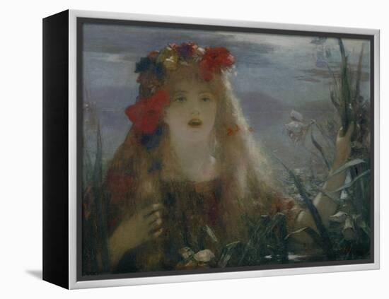 Ophelia-portrait of Nellie Melba who sang the role of Ophelia in Ambroise Thomas opera " Hamlet".-Henri Gervex-Framed Premier Image Canvas