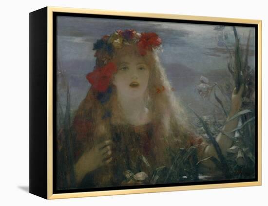 Ophelia-portrait of Nellie Melba who sang the role of Ophelia in Ambroise Thomas opera " Hamlet".-Henri Gervex-Framed Premier Image Canvas