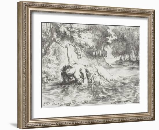 Ophelia's Death, 1843-Eugene Delacroix-Framed Giclee Print