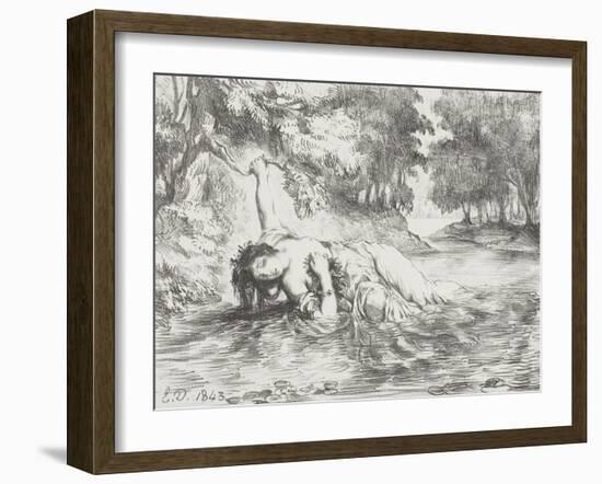 Ophelia's Death, 1843-Eugene Delacroix-Framed Giclee Print