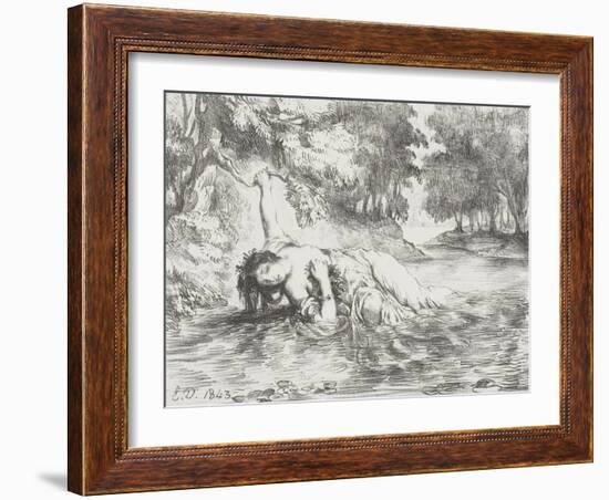 Ophelia's Death, 1843-Eugene Delacroix-Framed Giclee Print