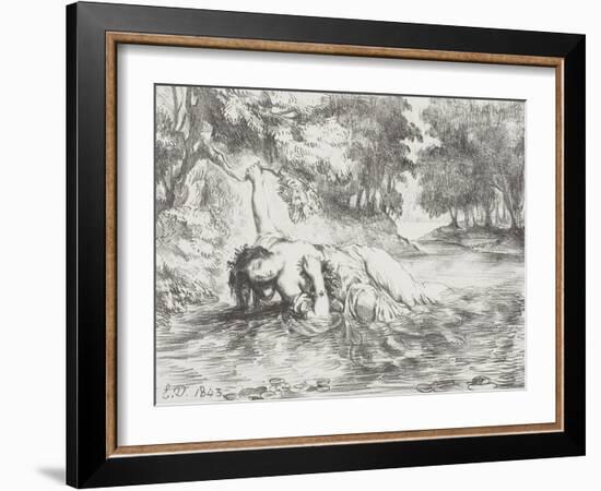 Ophelia's Death, 1843-Eugene Delacroix-Framed Giclee Print