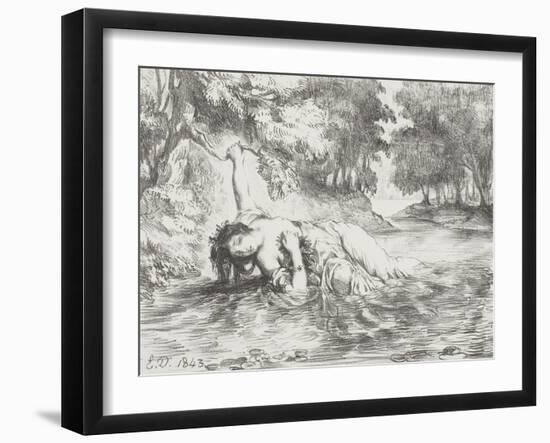 Ophelia's Death, 1843-Eugene Delacroix-Framed Giclee Print