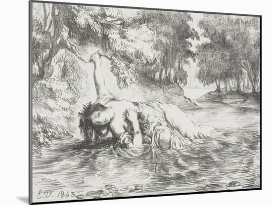 Ophelia's Death, 1843-Eugene Delacroix-Mounted Giclee Print