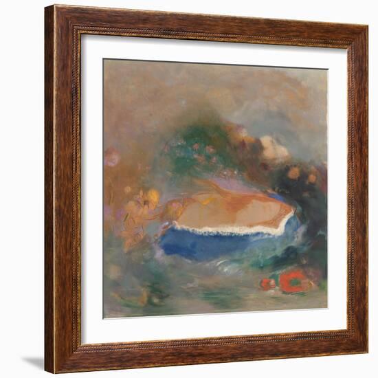 Ophelia with a Blue Wimple in the Water, 1900-5 (Oil on Paper)-Odilon Redon-Framed Giclee Print