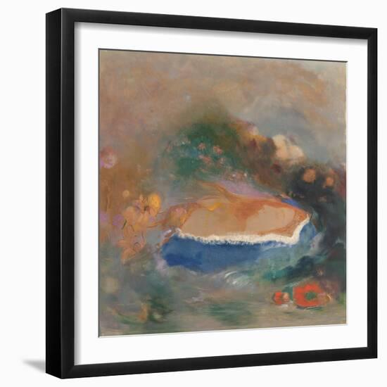 Ophelia with a Blue Wimple in the Water, 1900-5 (Oil on Paper)-Odilon Redon-Framed Giclee Print